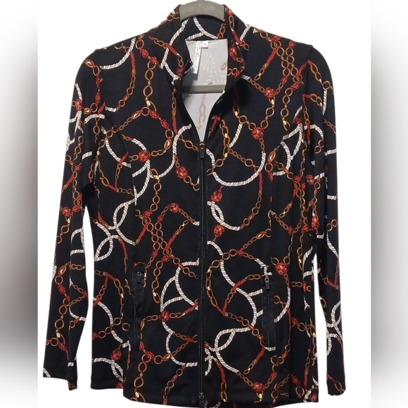 LuLu-B -NWOT, Black Jacket Chain Design,Dual Zipper,2 Phone & 2 Zippered Pockets - Picture 3 of 10